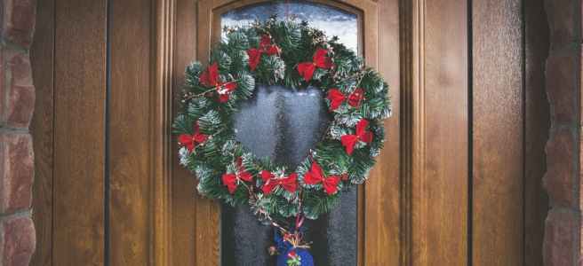 holiday wreath on a door